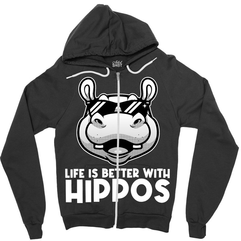 Funny Hippo Design For Men Women Kids Hippopotamus Zipper Hoodie | Artistshot