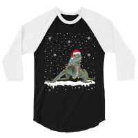 Funny Santa Iguana Christmas Lights Animals Lover 3/4 Sleeve Shirt | Artistshot