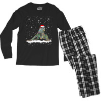 Funny Santa Iguana Christmas Lights Animals Lover Men's Long Sleeve Pajama Set | Artistshot