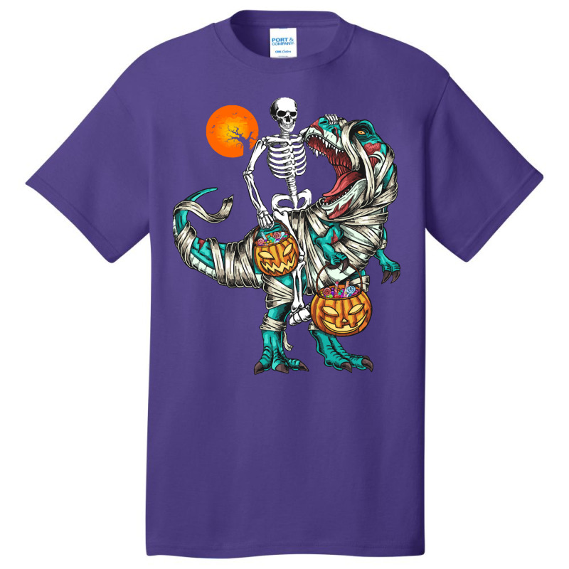 Halloween T  Shirt Halloween Skeleton Riding Mummy Dinosaur T Rex Pump Basic T-shirt | Artistshot