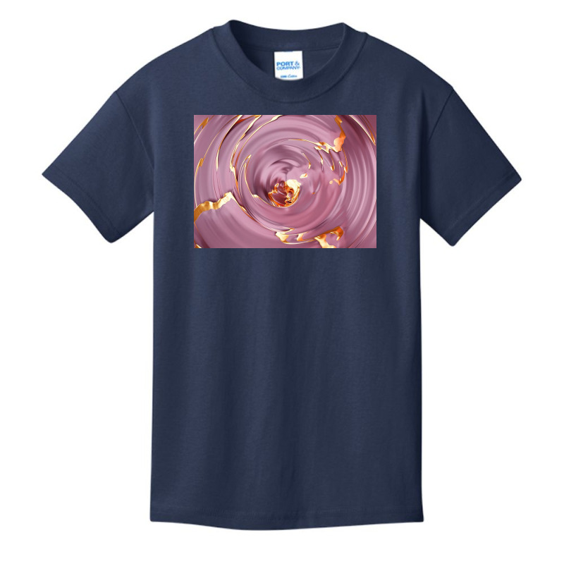 3d Illustration Hypnotic Pattern Abstract Pink With Gold Basic Youth T-shirt by Norman B | Artistshot