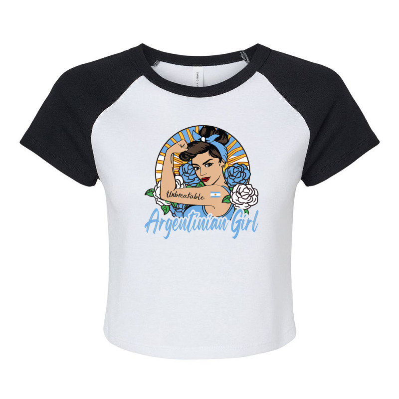 Argentina Girl Argentinian Mujer Argentine Flag Raglan Crop Top by Min05 | Artistshot