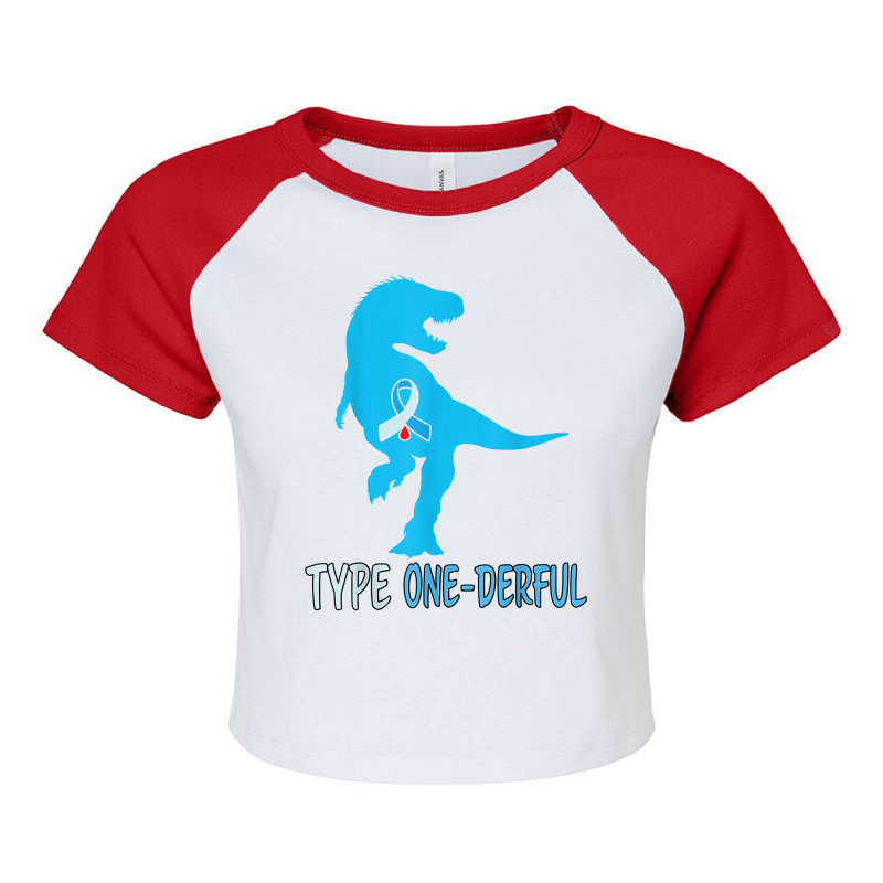 Type 1 Diabetes Awareness Ribbon T1d T Rex Dinosaur Boys T Shirt Raglan Crop Top by maryannmjra8 | Artistshot