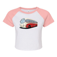 1952 Aec Regal Coach In White And Red Raglan Crop Top | Artistshot