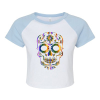 Colorful Sugar Skull For Mexican Day Of The Dead Raglan Crop Top | Artistshot