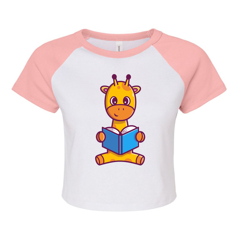 Cute Giraffe Reading Book Cartoon Raglan Crop Top by seifertmurryq3jmxs | Artistshot