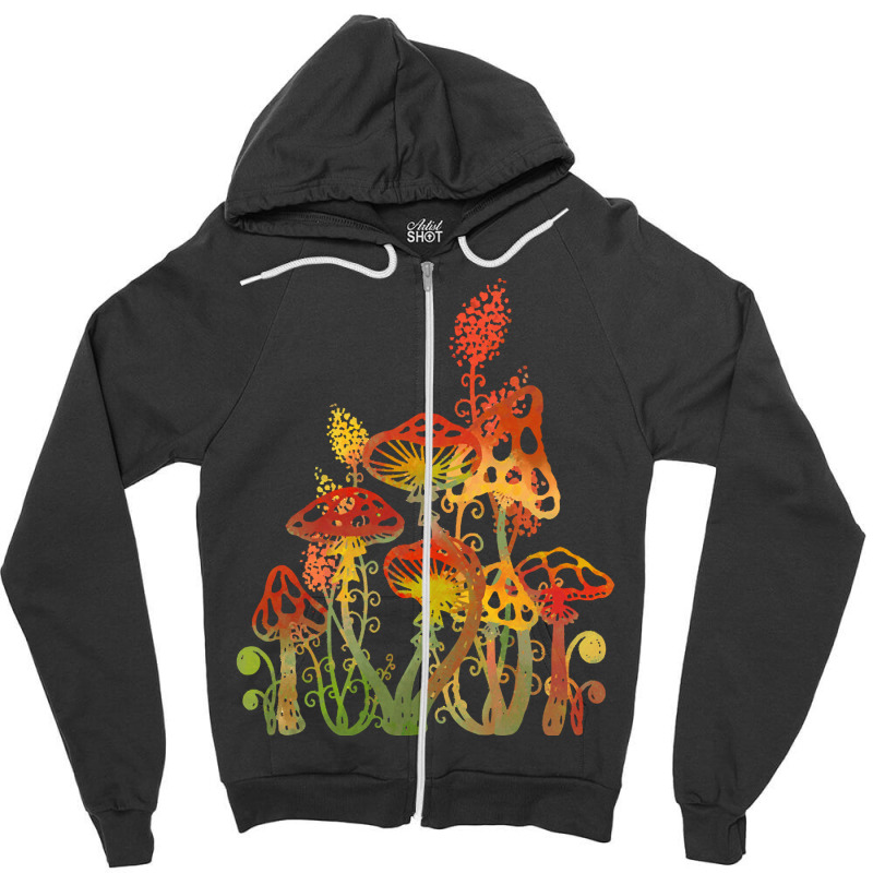 Mushrooms T  Shirtred Magic Forest Mushrooms And Fern T  Shirt Zipper Hoodie by clement51593 | Artistshot