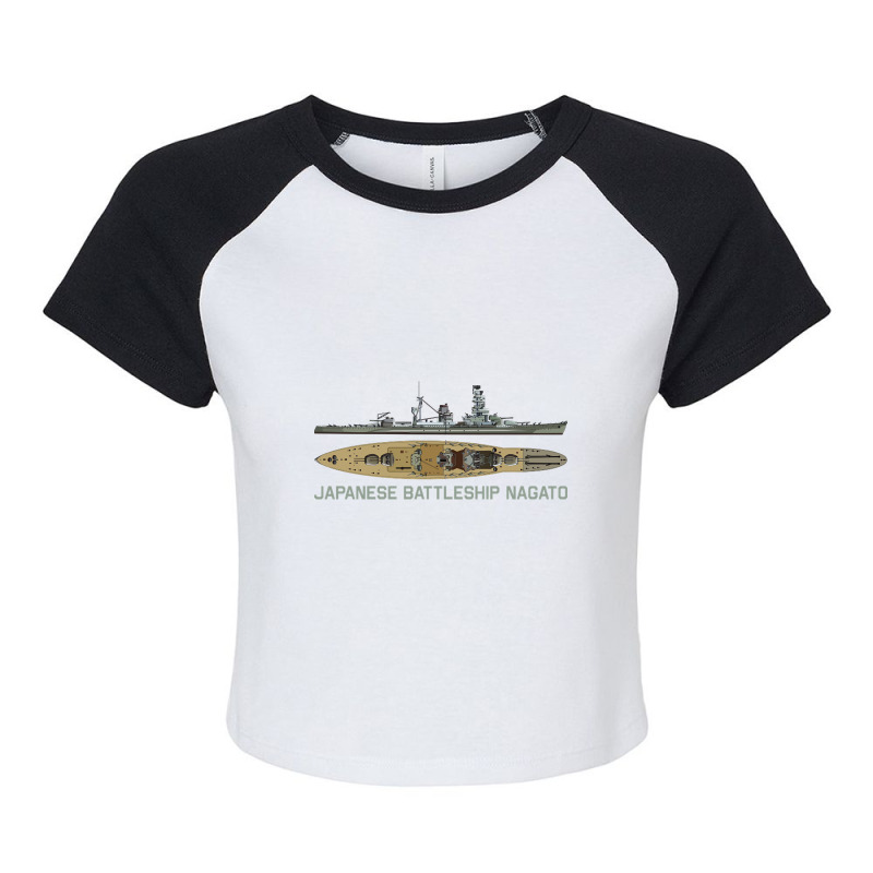 Japanese Battleship Nagato Ww2 Super-dreadnought Diagram Gift Raglan Crop Top by Ledford Leslie | Artistshot