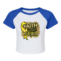 Endometriosis Awareness  Ribbon Faith Over Fear Leopard Gift For Endom Raglan Crop Top | Artistshot