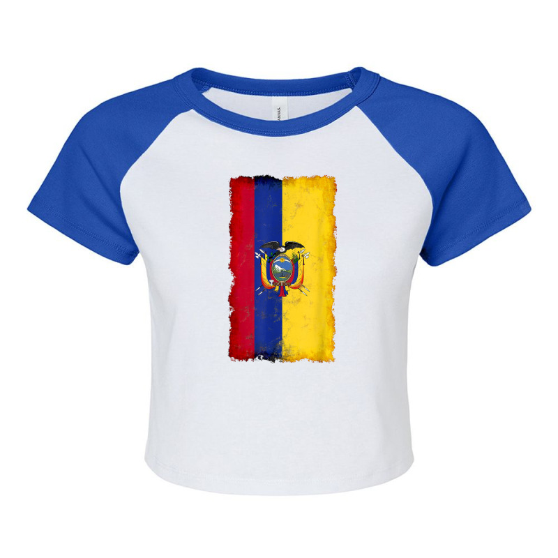 Distressed Ecuador Flag, National Pride Grunge Style Raglan Crop Top by SamuelTABraun | Artistshot