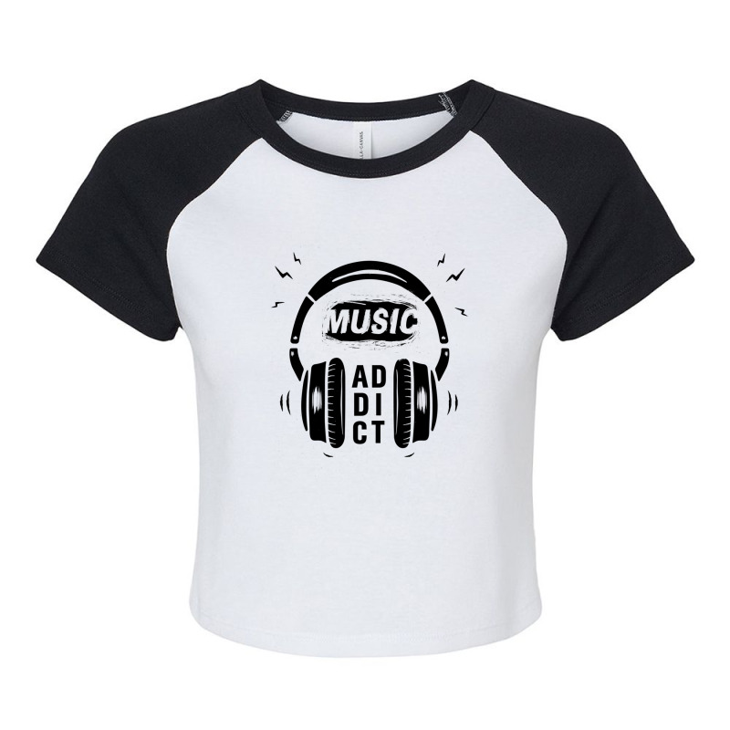 Music Addict Headphone Retro Black Raglan Crop Top by MaryBirdsell | Artistshot