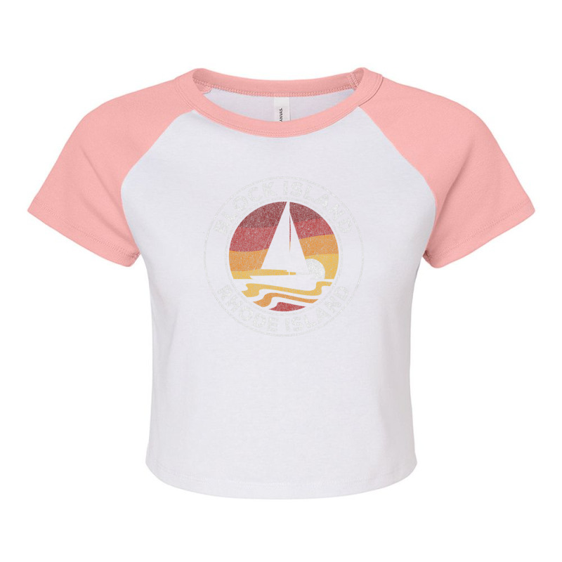 Block Island Rhode Island Vintage Sailboat 70s Retro Sunset Raglan Crop Top by michaelyounger19 | Artistshot