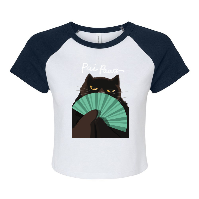 Pai Paws Black Cat Raglan Crop Top by macklinsampson | Artistshot