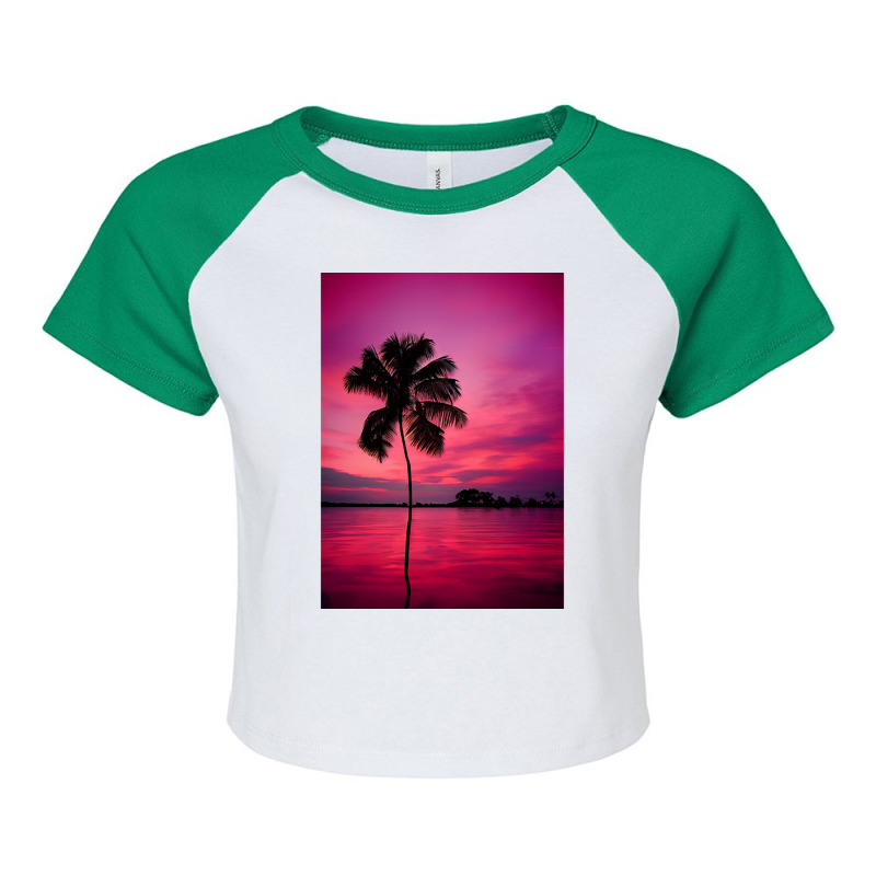 Palm Tree At A Sunset Raglan Crop Top by mckeebeckett3l9yxd | Artistshot