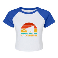 Best Cat Uncle Ever Vintage Retro Cat Kitten Lover Raglan Crop Top | Artistshot