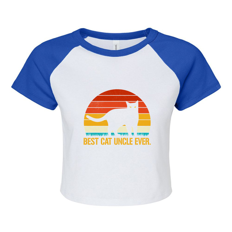 Best Cat Uncle Ever Vintage Retro Cat Kitten Lover Raglan Crop Top by HANANELArtist | Artistshot