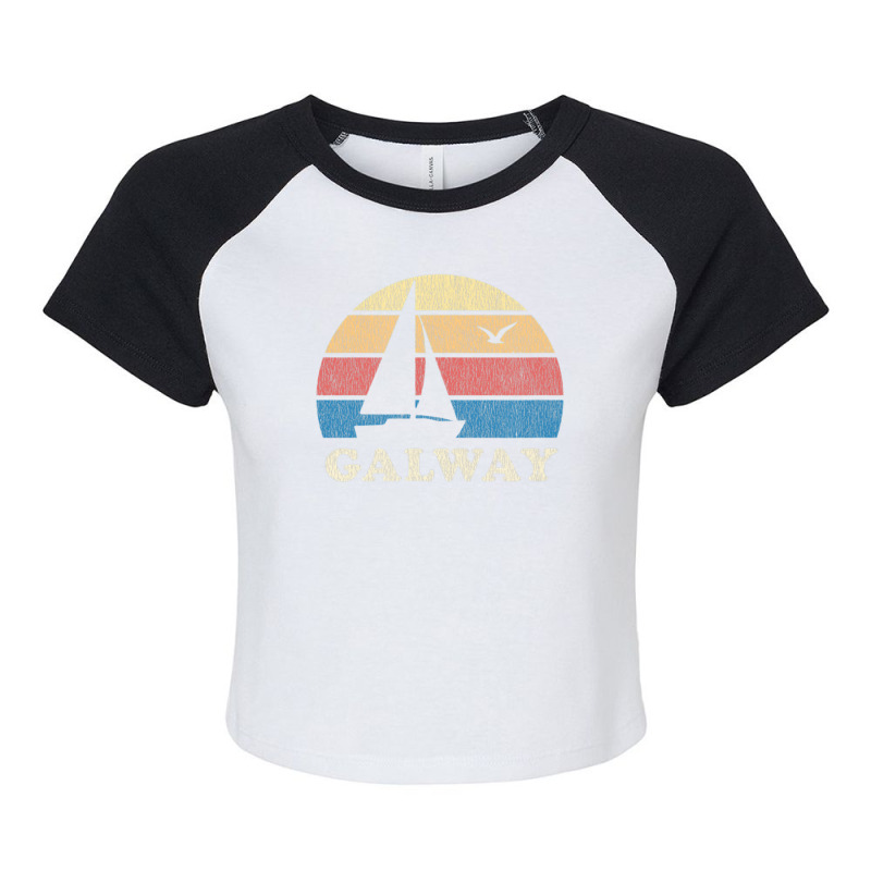 Galway Vintage Sailboat 70s Throwback Sunset Raglan Crop Top by michaelyounger19 | Artistshot