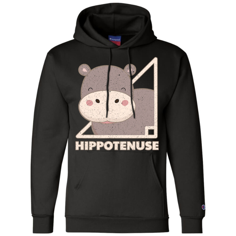 Funny Hippo Hippotenuse Vintage Animal Lovers Champion Hoodie | Artistshot