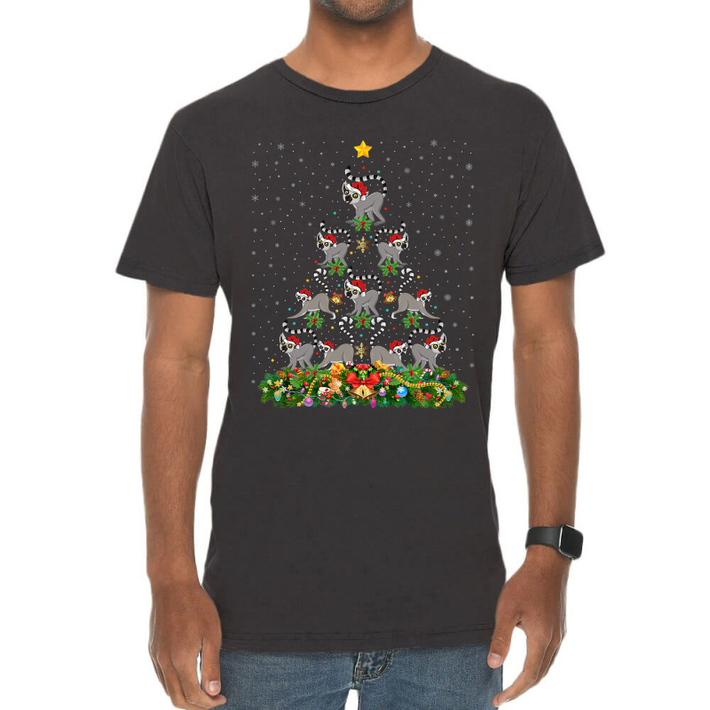 Funny Lemur Xmas Tree Gift Santa Hat Lemur Christm Vintage T-shirt | Artistshot