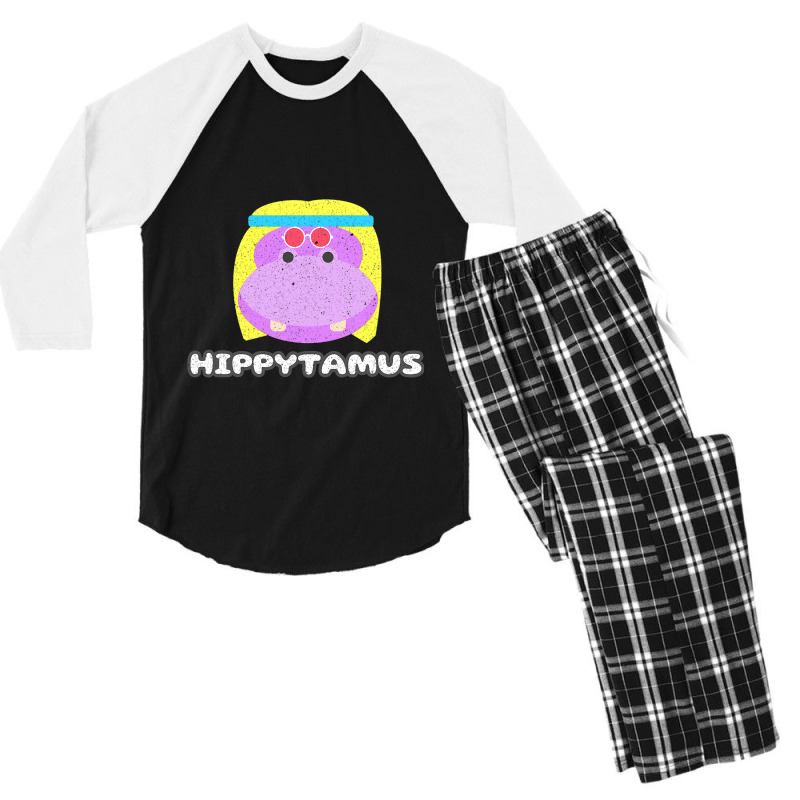 Funny Hippo Hippypotamus Vintage Animal Lovers Gif Men's 3/4 Sleeve Pajama Set | Artistshot