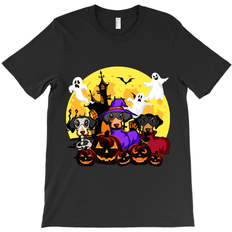 Funny Dachshund Dog Moon Pumpkin Halloween Costume T-shirt | Artistshot