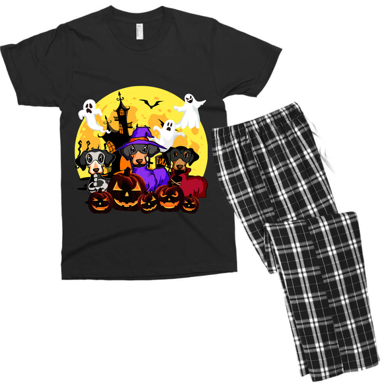 Funny Dachshund Dog Moon Pumpkin Halloween Costume Men's T-shirt Pajama Set | Artistshot