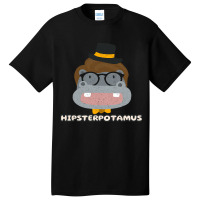 Funny Hippo Hipsterpotamus Vintage Animal Lovers 1 Basic T-shirt | Artistshot