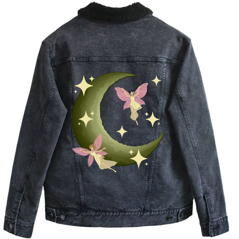 Fairycore Aesthetic Fairy Core Grunge Crescent Moo Unisex Sherpa-lined Denim Jacket | Artistshot