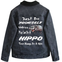 Funny Hippo Zoo Animal Lover Cool Happy Hippopotam Unisex Sherpa-lined Denim Jacket | Artistshot