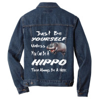 Funny Hippo Zoo Animal Lover Cool Happy Hippopotam Men Denim Jacket | Artistshot