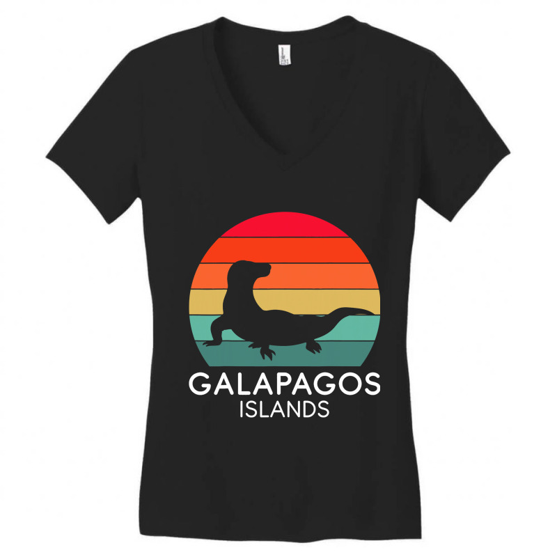 Galapagos Islands National Park Lizard Ecuador Oce Women's V-Neck T-Shirt by RemmiGowin | Artistshot