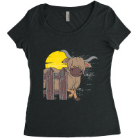 Funny Scottish Farmer Cattle Farm Animal Moon High Women's Triblend Scoop T-shirt | Artistshot