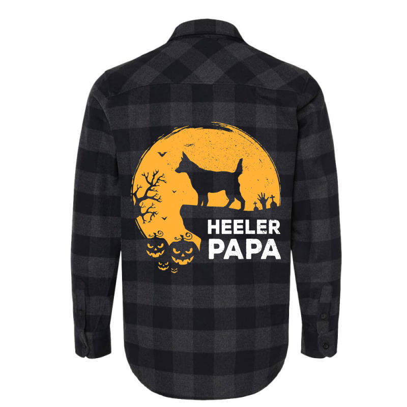 Full Moon Halloween Heeler Papa Australian Cattle  Flannel Shirt | Artistshot