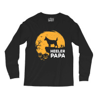 Full Moon Halloween Heeler Papa Australian Cattle  Long Sleeve Shirts | Artistshot