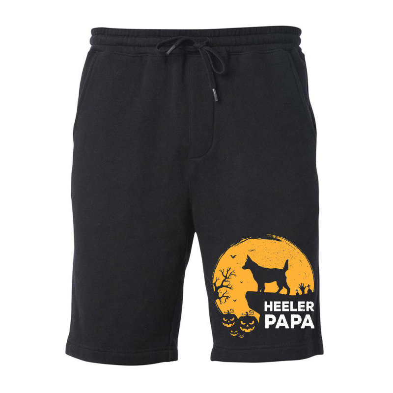 Full Moon Halloween Heeler Papa Australian Cattle  Fleece Short | Artistshot