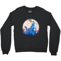 Full Moon Predator Howling Wolf Forest Animal Vint Crewneck Sweatshirt | Artistshot