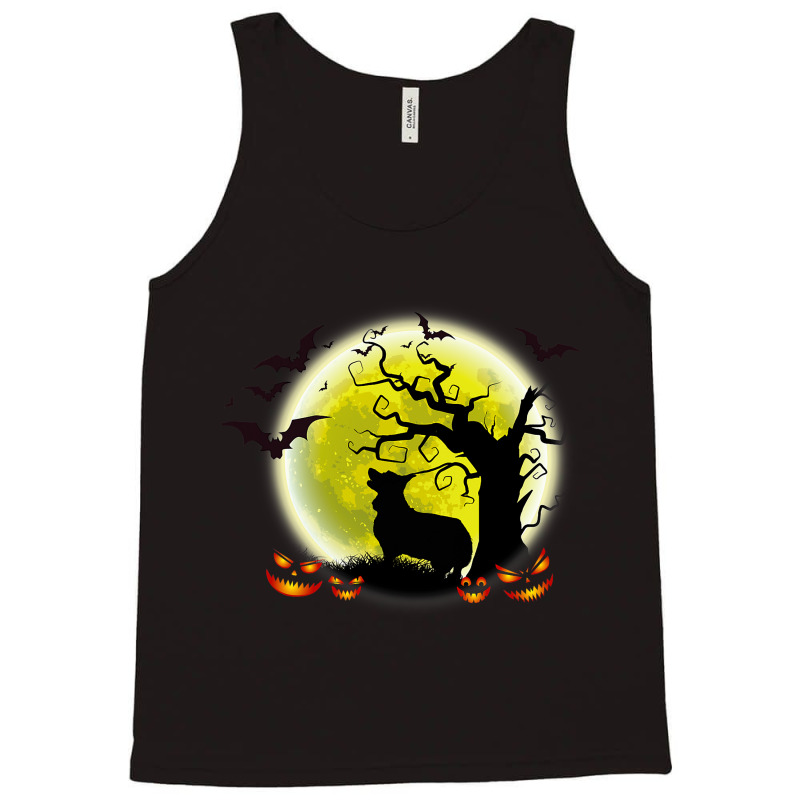 Funny Corgi Dog Moon Pumpkin Halloween Costume Dog Tank Top | Artistshot