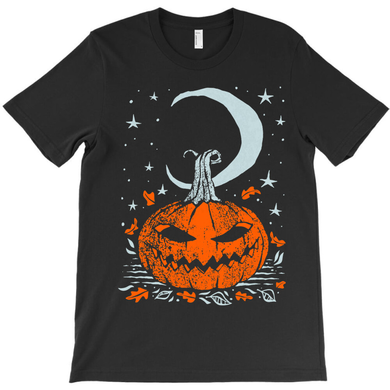 Funny Pumpkin Face With Moon Star Halloween Night T-shirt | Artistshot