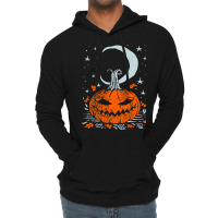 Funny Pumpkin Face With Moon Star Halloween Night Lightweight Hoodie | Artistshot