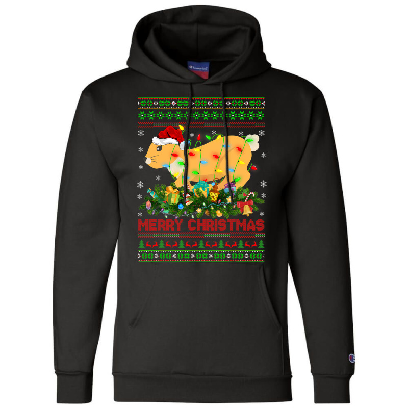 Funny Xmas Lighting Tree Santa Ugly Hare Christmas Champion Hoodie | Artistshot