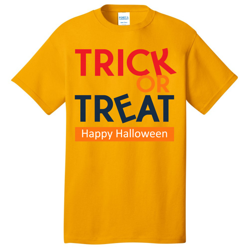 Trick Or Treat Halloween Lettering Basic T-shirt by markmckennastudios | Artistshot