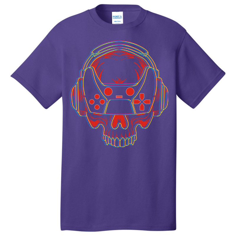 Skull Gamer Basic T-shirt by azmth | Artistshot