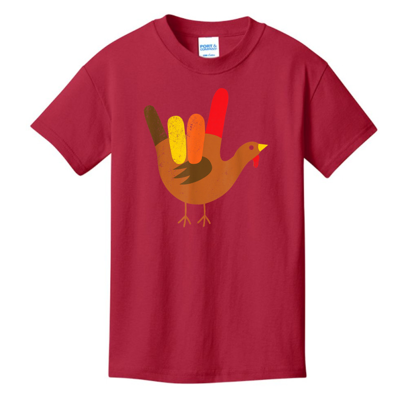 American Sign Language I Love You Thanksgiving Turkey Tshirt Basic Youth T-shirt by Maria_Jezierski | Artistshot