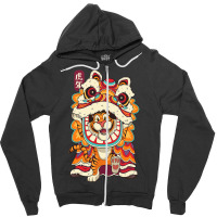 Chinese New Years For Men Dancing Tiger Dragon 21 Zipper Hoodie | Artistshot