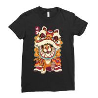 Chinese New Years For Men Dancing Tiger Dragon 21 Ladies Fitted T-shirt | Artistshot