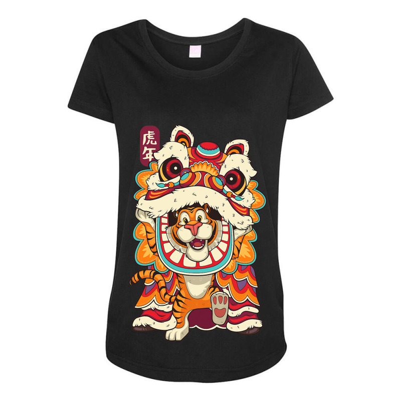 Chinese New Years For Men Dancing Tiger Dragon 21 Maternity Scoop Neck T-shirt by AysonWilkey | Artistshot