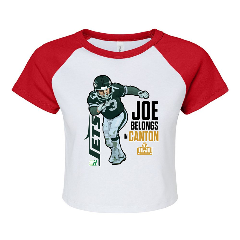 Joe Belongs In Canton 1 Raglan Crop Top | Artistshot