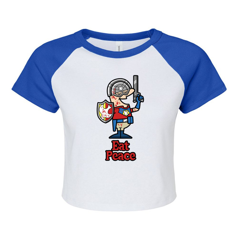 Eat Peace Funny Peacemaker Raglan Crop Top | Artistshot