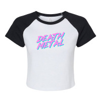 Limited Edition Death Metal Sarcastic 1980s Retrowave Brush Raglan Crop Top | Artistshot