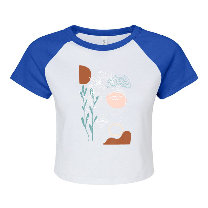 Hot Trend Line Art Face Abstract Art One Line Minimal Raglan Crop Top by behindcedar22 | Artistshot